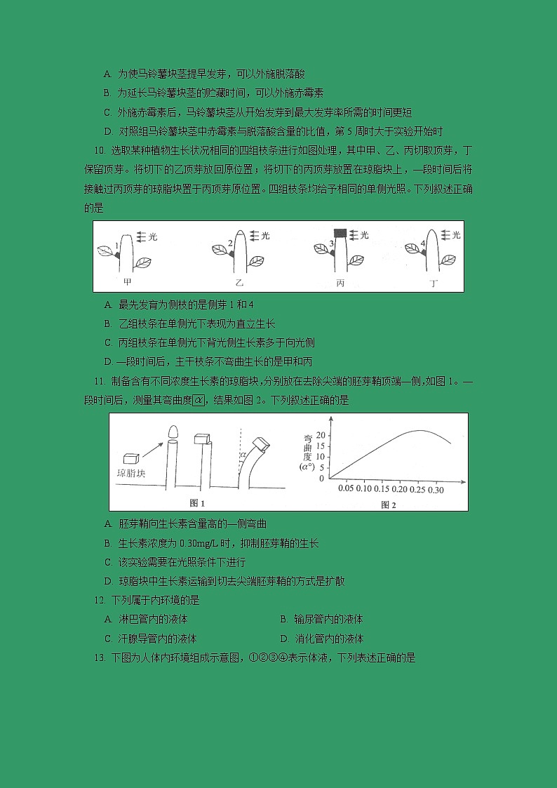 【生物】北京四中2018-2019学年高二上学期期中考试试卷03