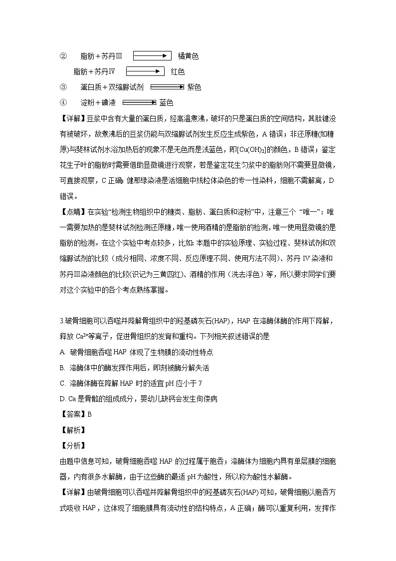 【生物】山西省忻州市一中2018-2019学年高二下学期第三次月考试题（解析版）02