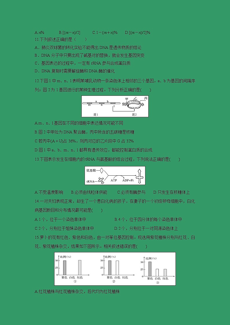 【生物】陕西省西安市长安区第一中学2018-2019学年高二下学期寒假学情检测（理）试题03