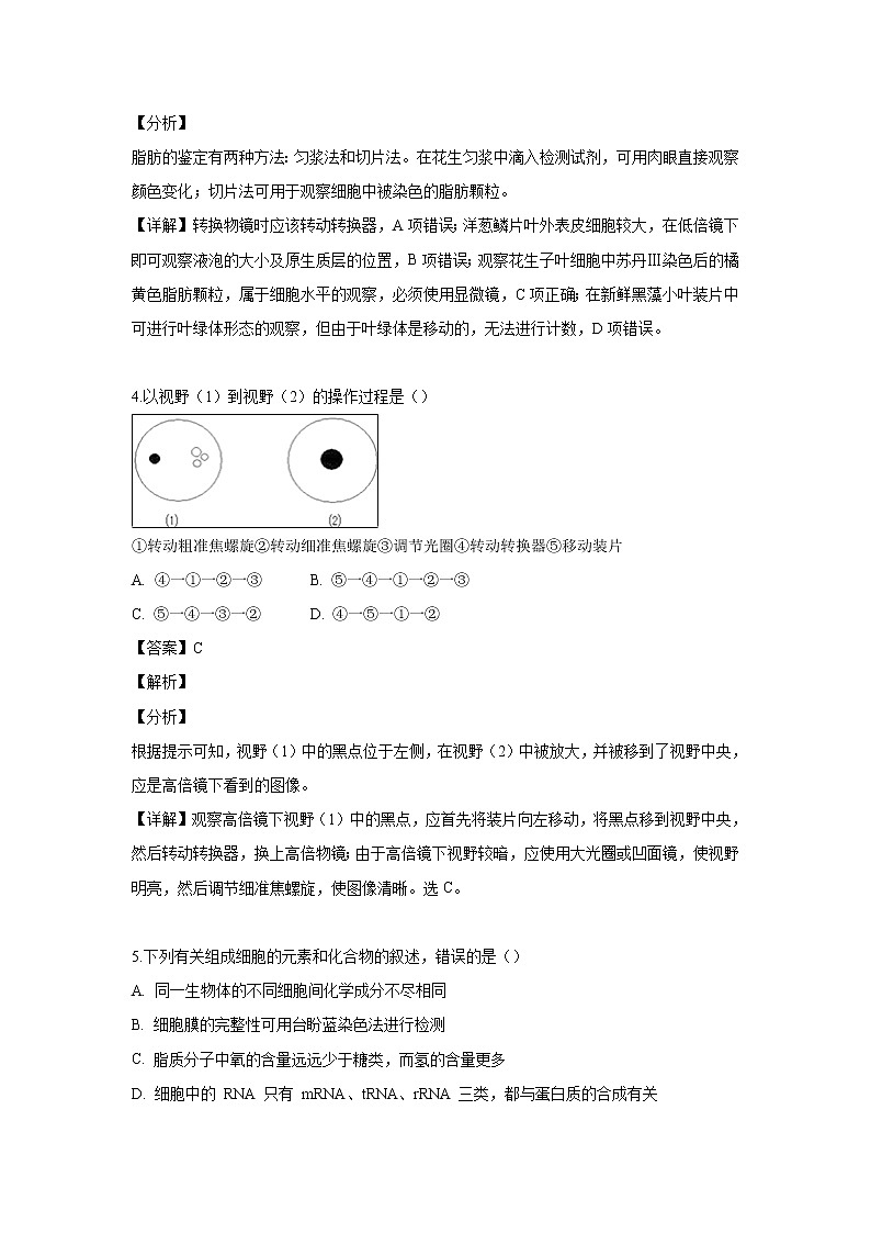 【生物】四川省树德中学2018-2019学年高二下学期5月阶段性测试试题（解析版）03
