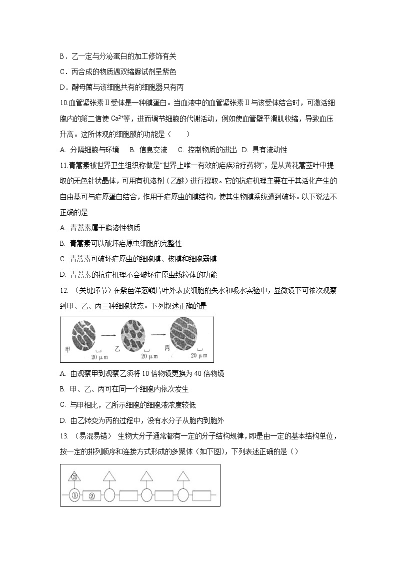 【生物】天津市静海县第一中学2018-2019学年高二5月月考试题03