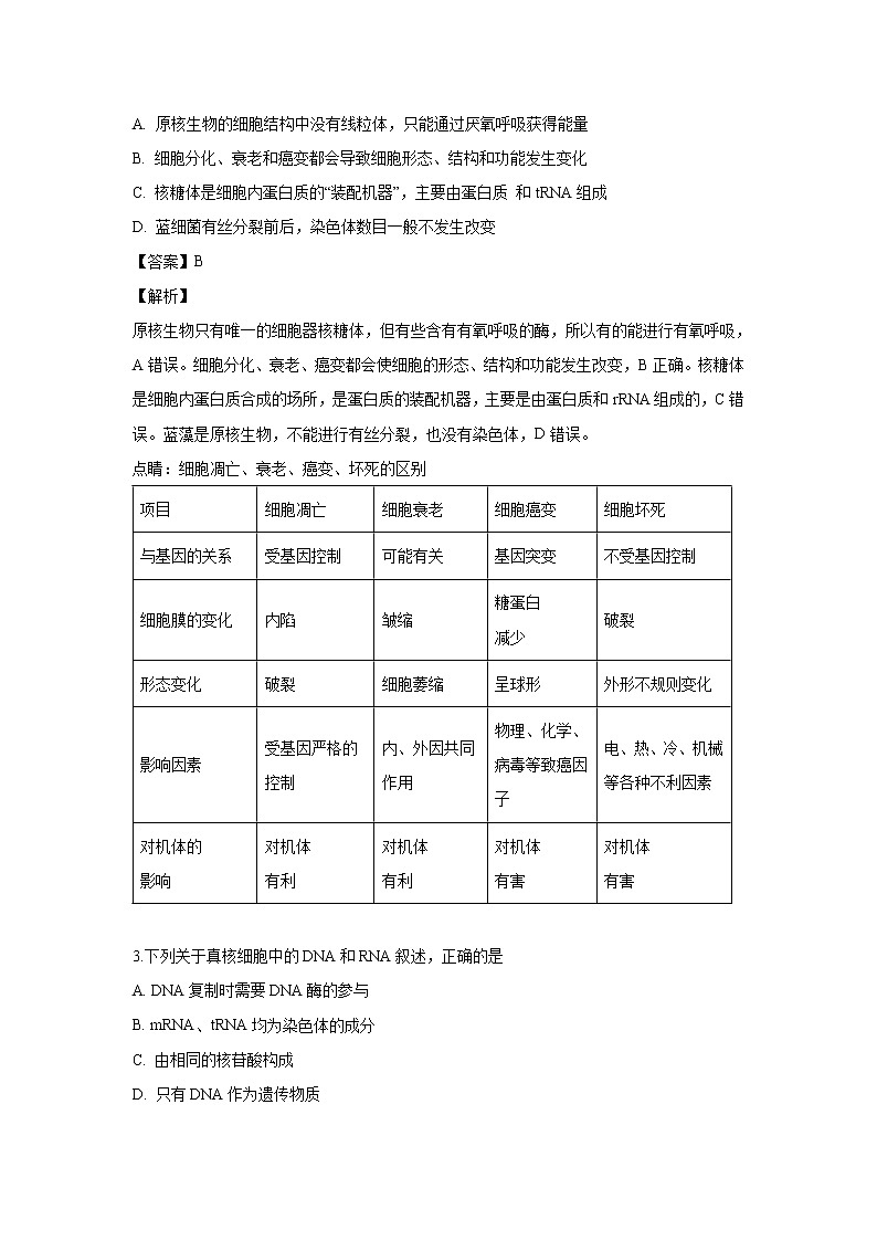 【生物】浙江省东阳中学2018-2019学年高二（3月）阶段性检测试题（解析版）02