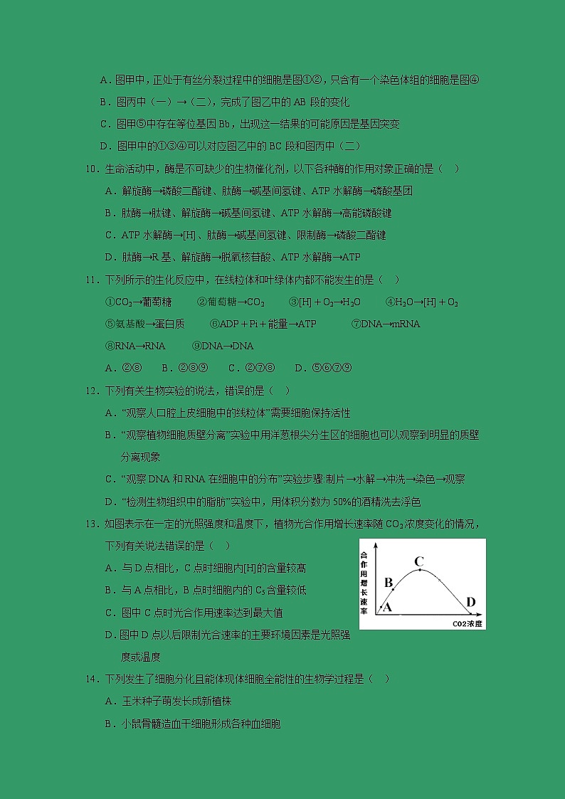 【生物】山西省长治二中2018-2019学年高二下学期第一次月考试卷03