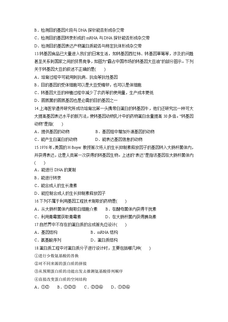 【生物】山东省微山县第二中学2018-2019学年高二下学期第二学段教学质量监测试题03