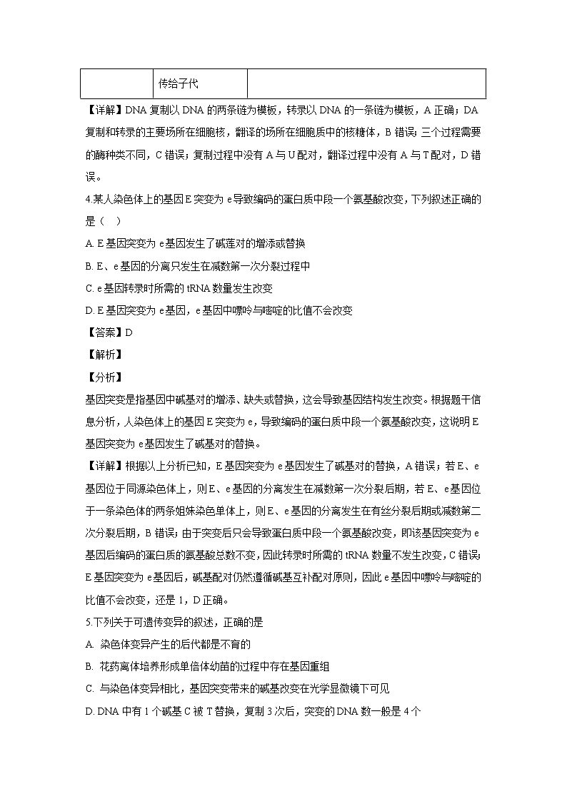 【生物】江西省宜春市上高二中2018-2019学年高二下学期第一次月考试题（解析版）03