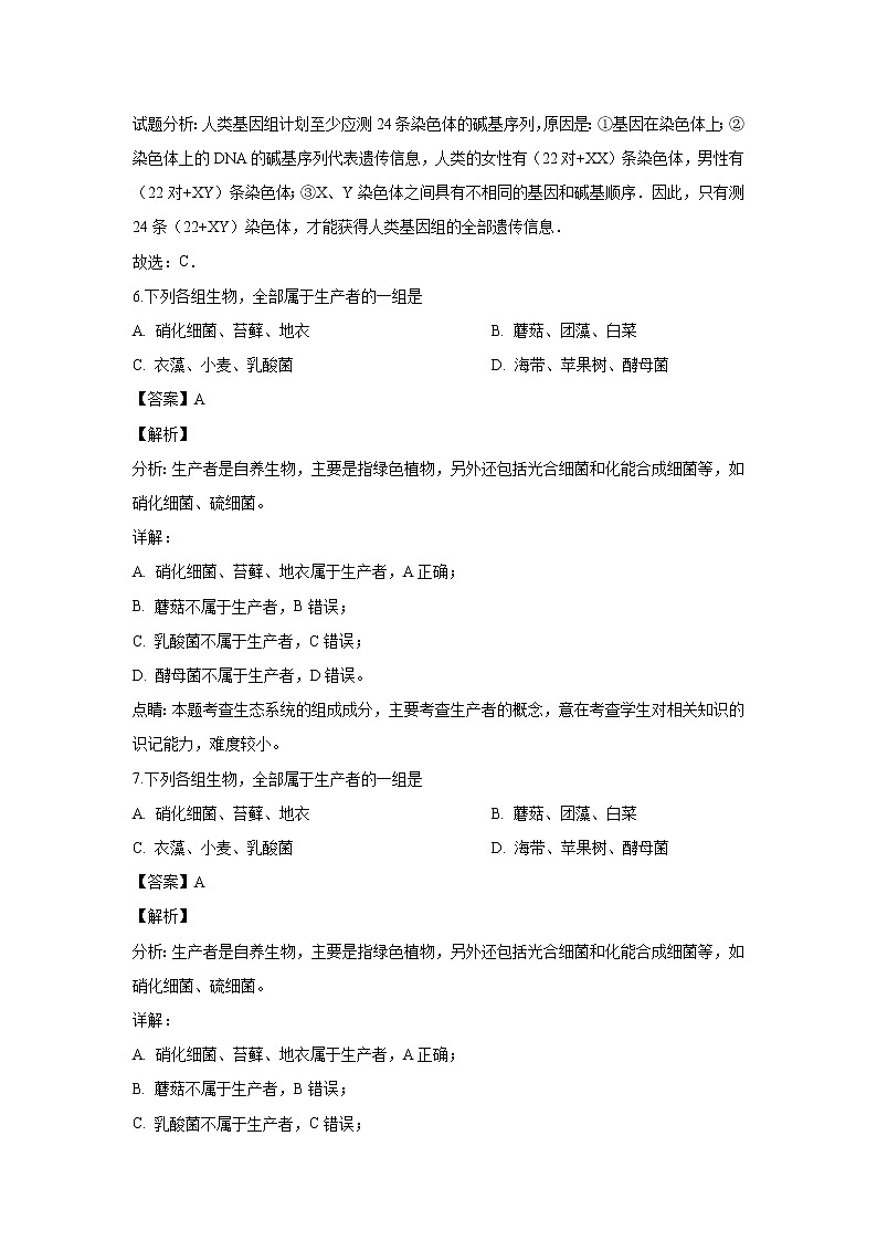 【生物】黑龙江省鹤岗市第一中学2018-2019学年高二下学期第一次月考试题（解析版）03