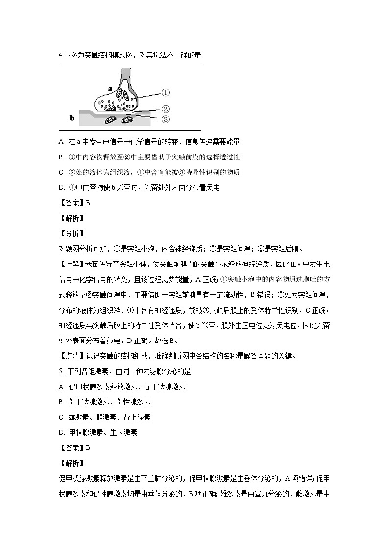 【生物】黑龙江省鹤岗市第一中学2018-2019学年高二下学期第一次月考（开学）试题 （解析版）第3页