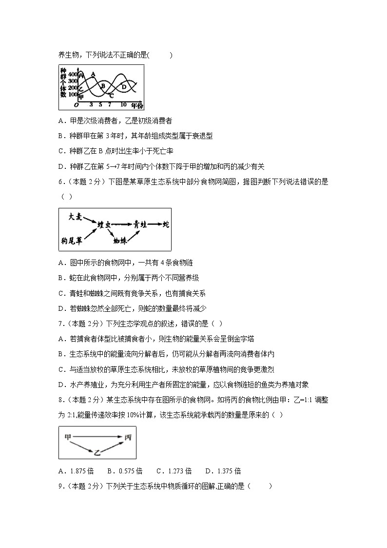 【生物】江西省大余中学2018-2019学年高二下学期第一次月考试题02