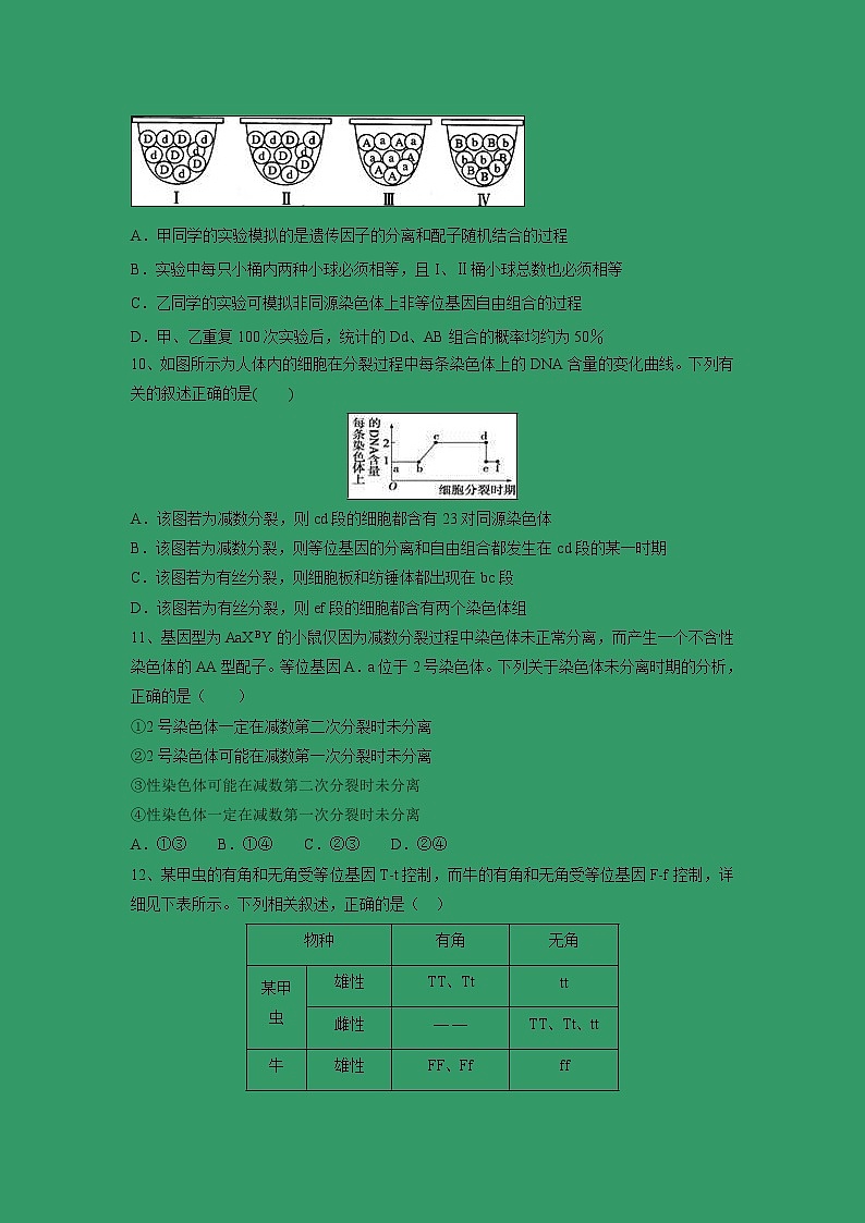 【生物】江西省奉新县第一中学2018-2019学年高二下学期第一次月考试题03