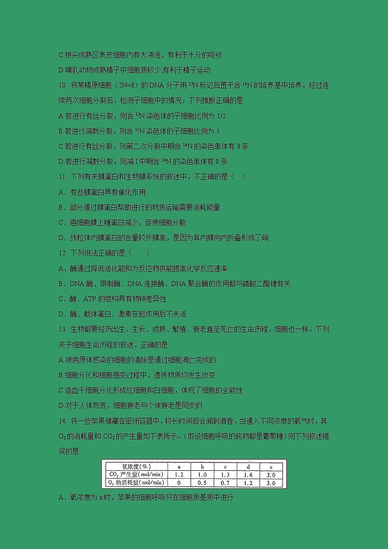 【生物】江西省临川第一中学2018-2019学年高二下学期第二次月考试题03