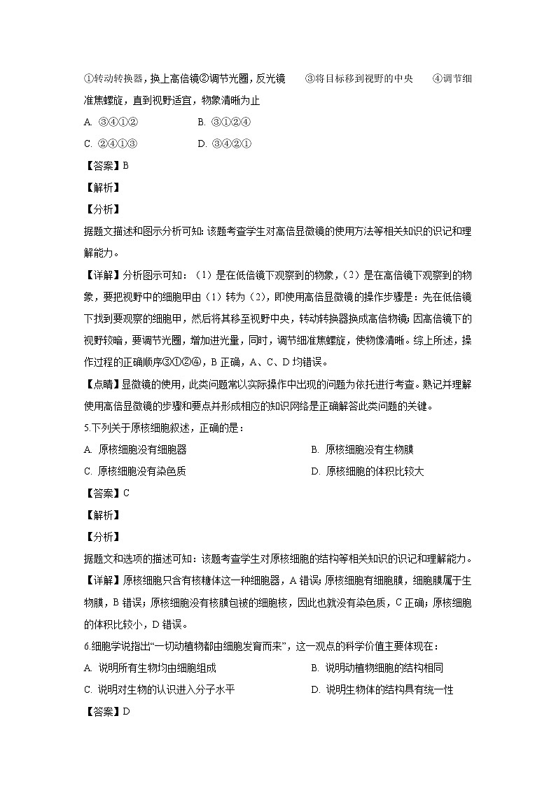 【生物】广西南宁市第三中学2018-2019学年高二下学期第一次月考试卷 （解析版）03