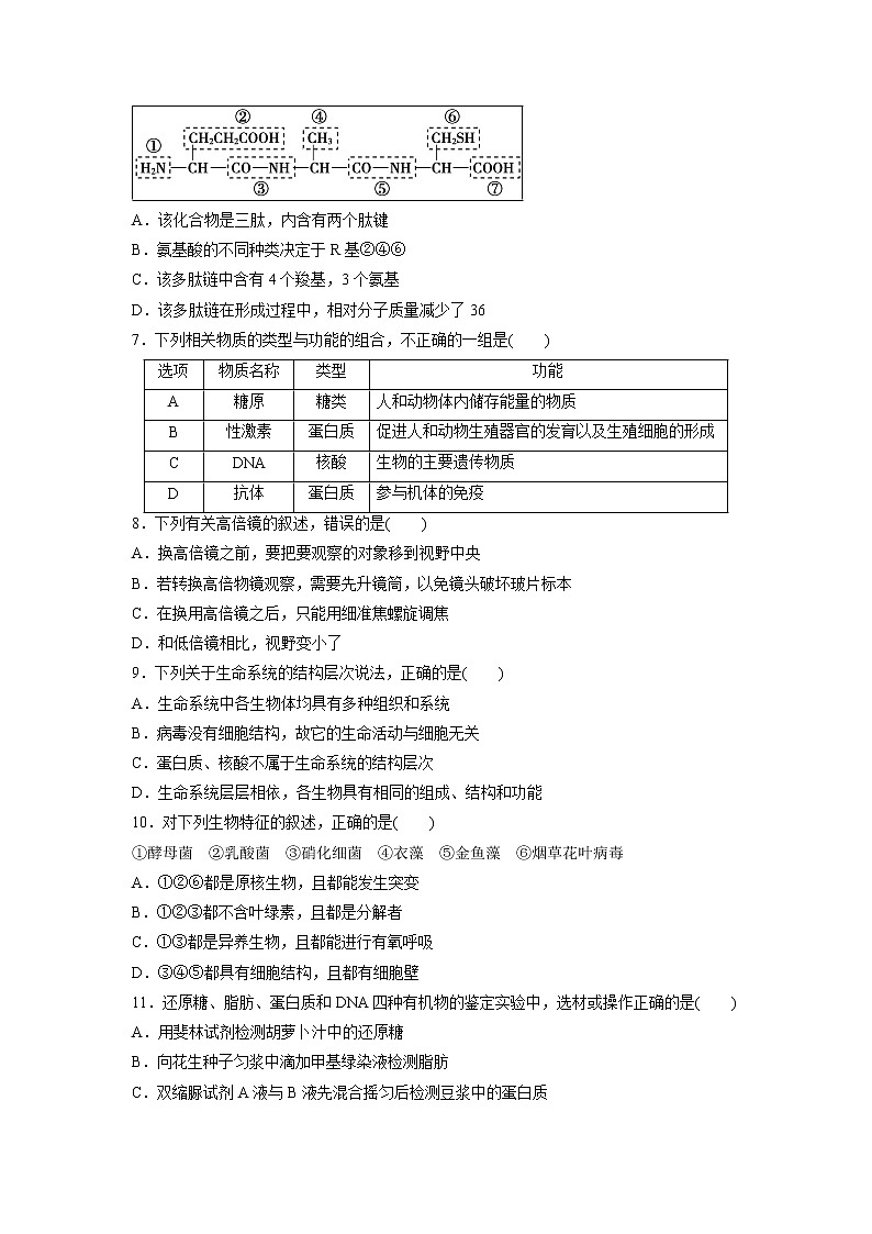 【生物】河北省沧州市盐山中学2018-2019高二6月月考试卷02
