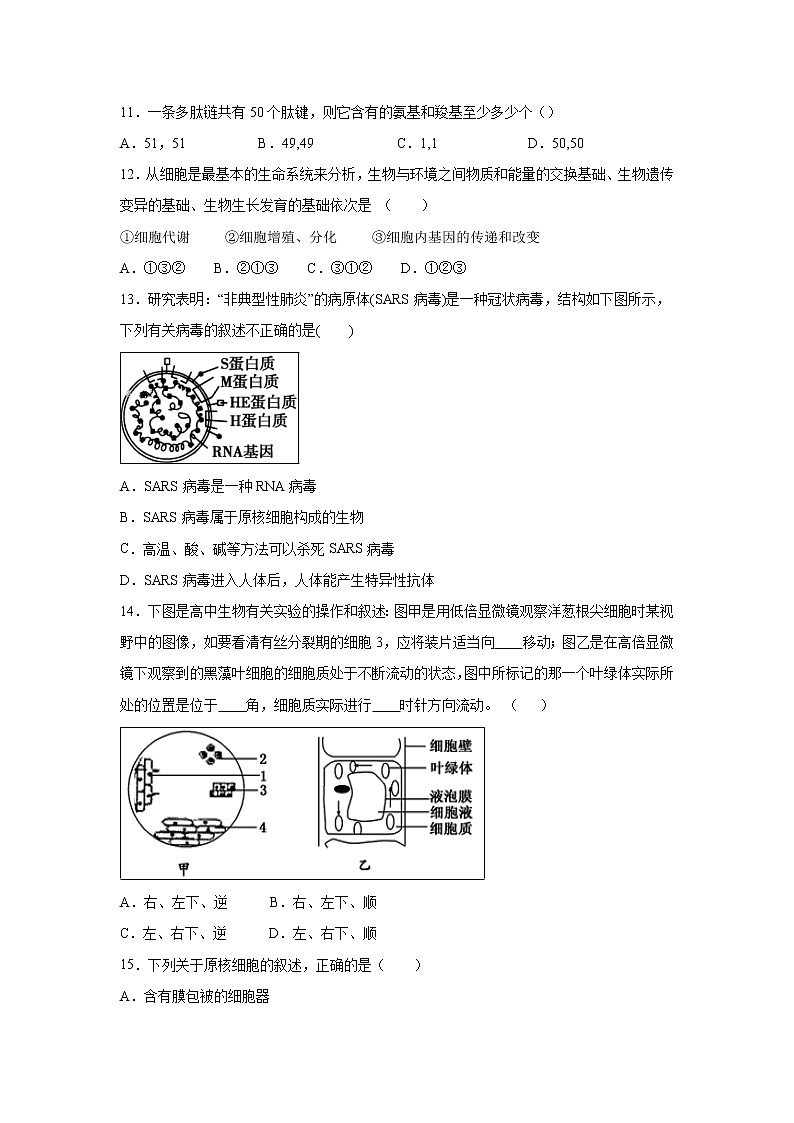 【生物】河北省邯郸市大名一中2018-2019学年高二下学期第13周周测试卷03