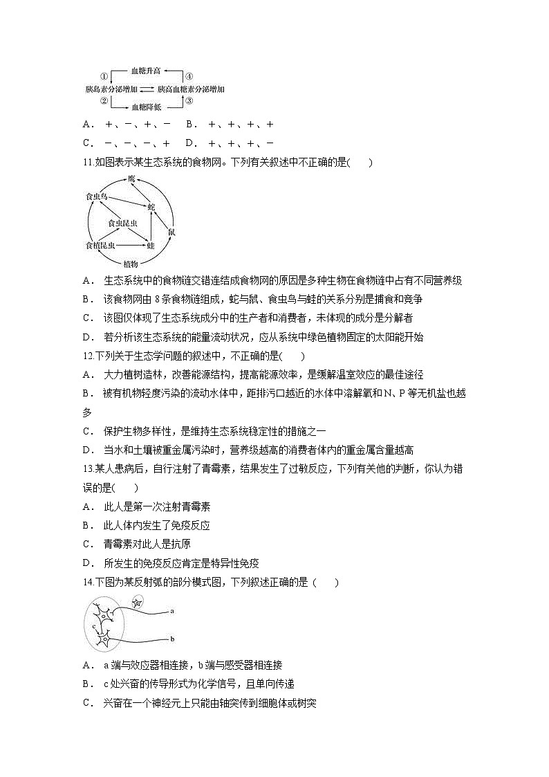 【生物】云南省龙陵中学2018-2019学年高二上学期11月月考试题03
