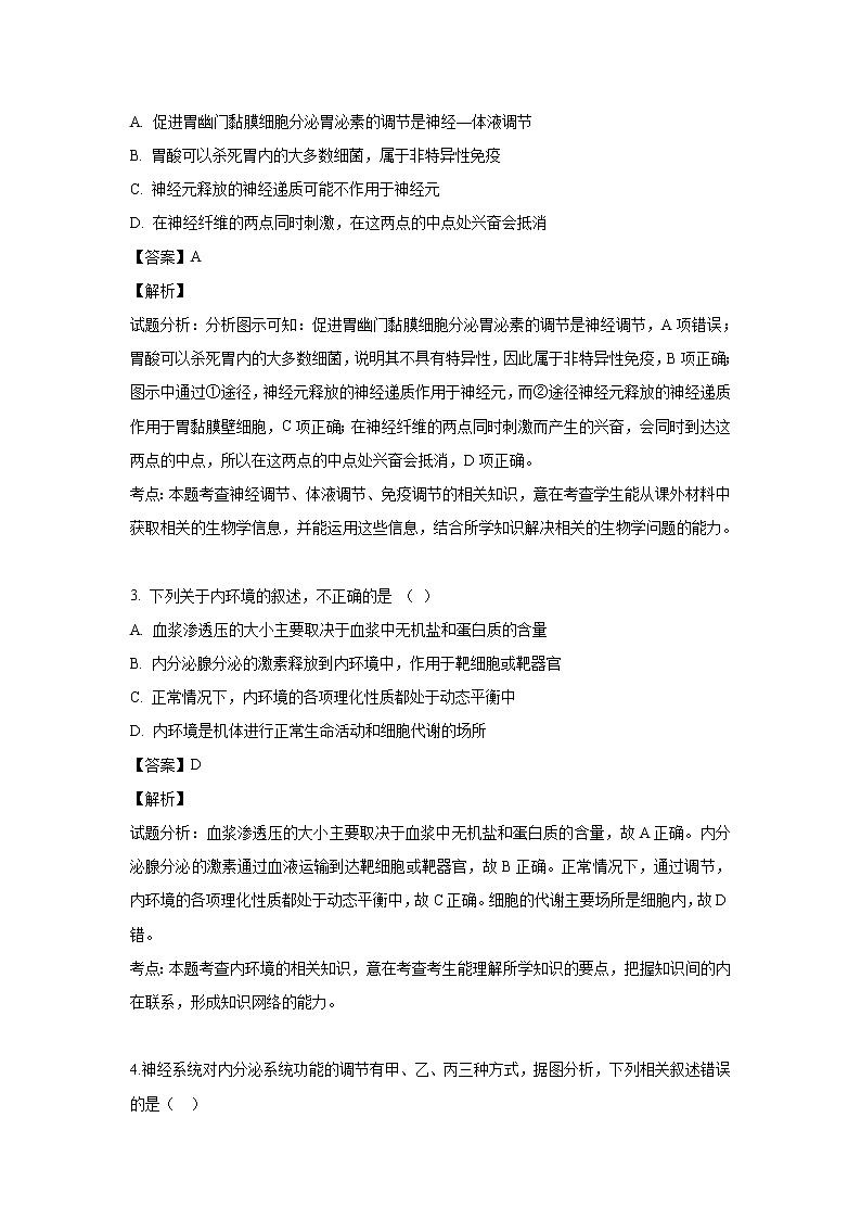 【生物】安徽省亳州市第二中学2018-2019学年高二下学期5月月考试题 （解析版）02