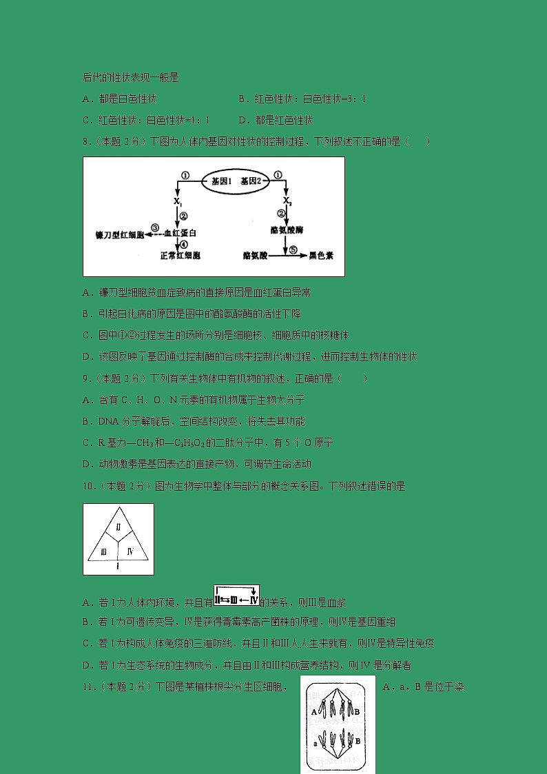 【生物】福建省仙游第一中学2018-2019学年高二下学期返校考试试题第3页