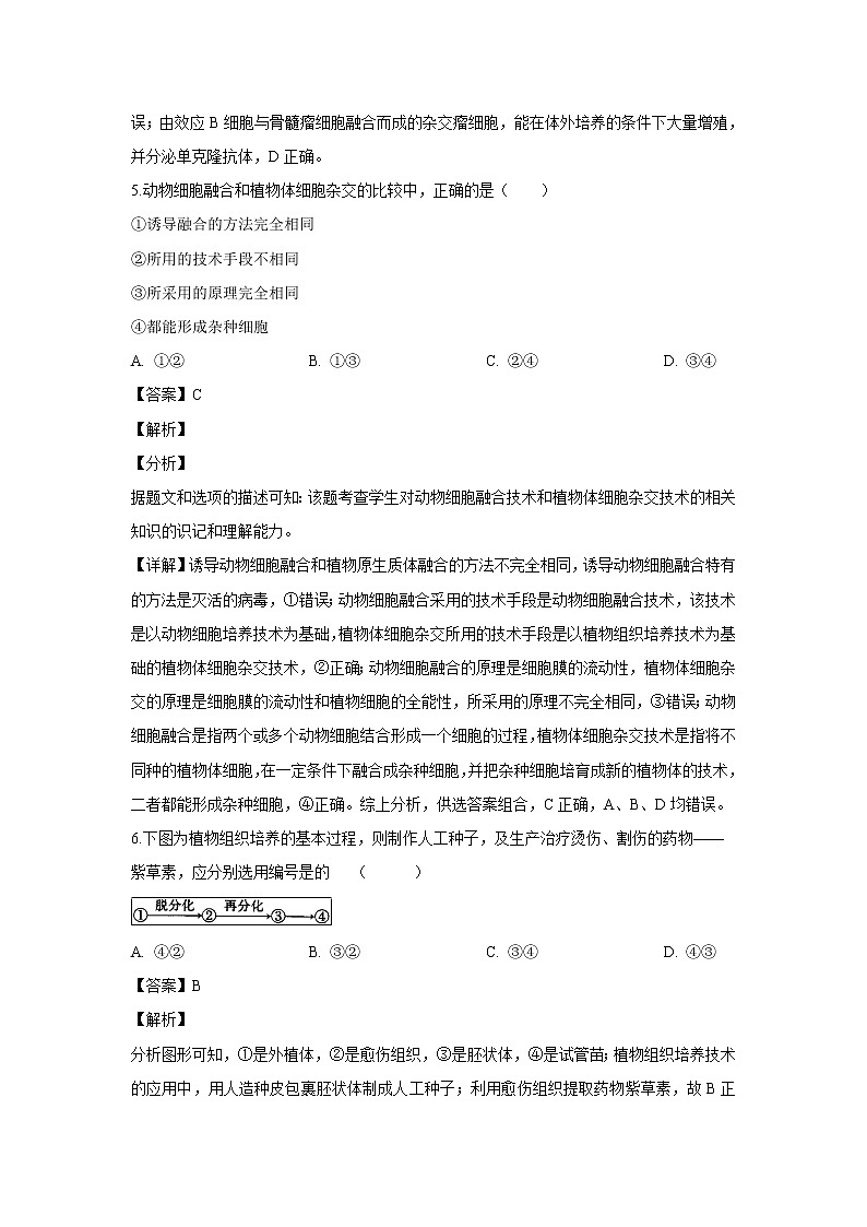 【生物】福建省平潭县新世纪学校2018-2019学年高二下学期第一次月考试题（解析版）03