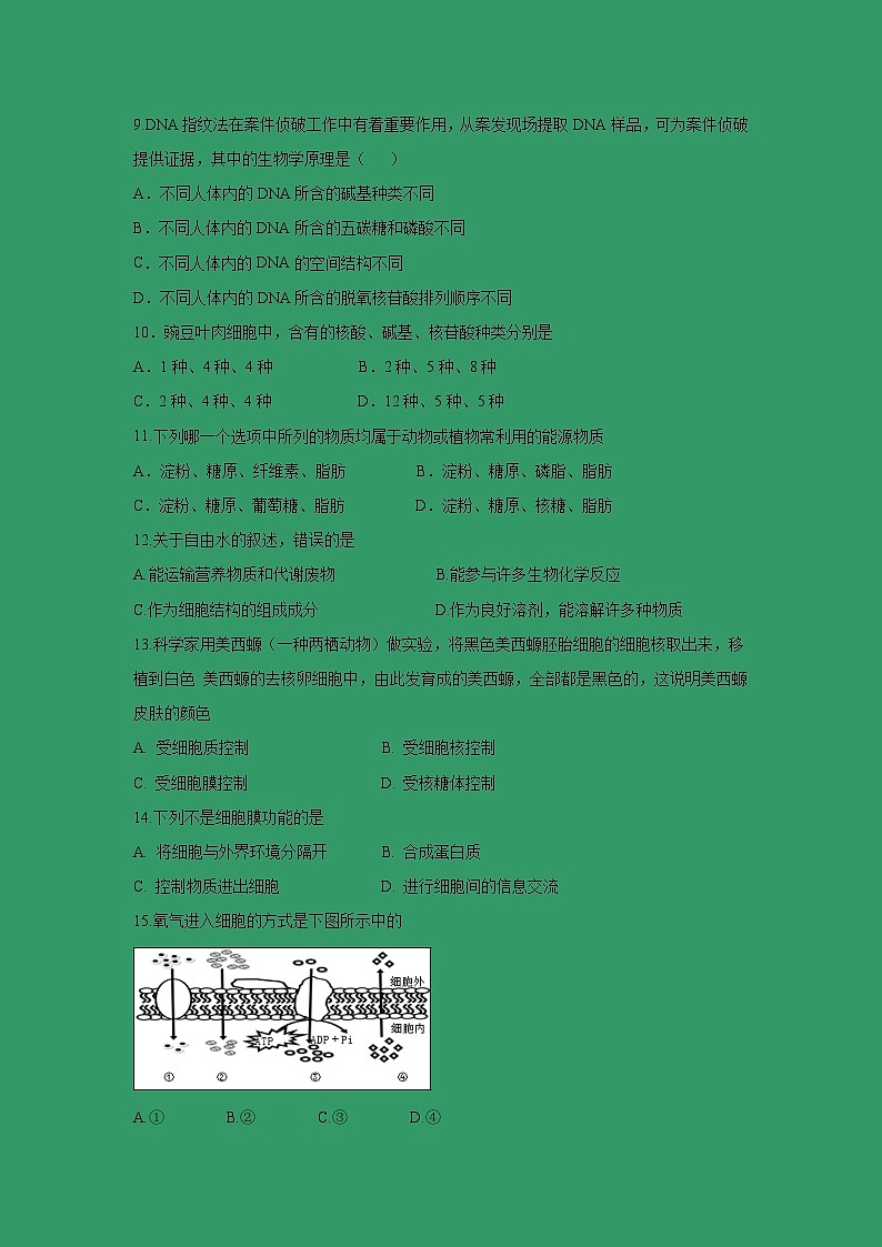 【生物】福建省长乐高级中学2018-2019学年高二下学期第一次月考（理）试题02