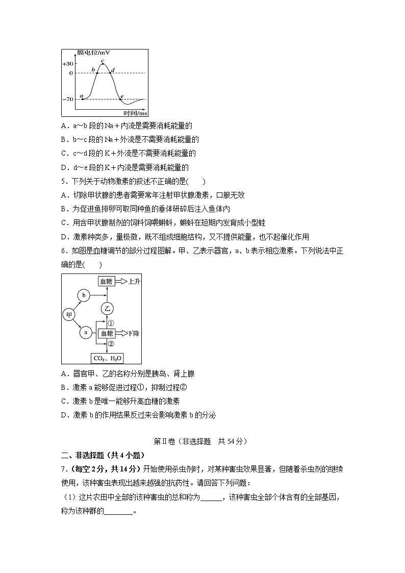 【生物】内蒙古集宁一中2018-2019学年高二上学期第一次阶段测试试题02