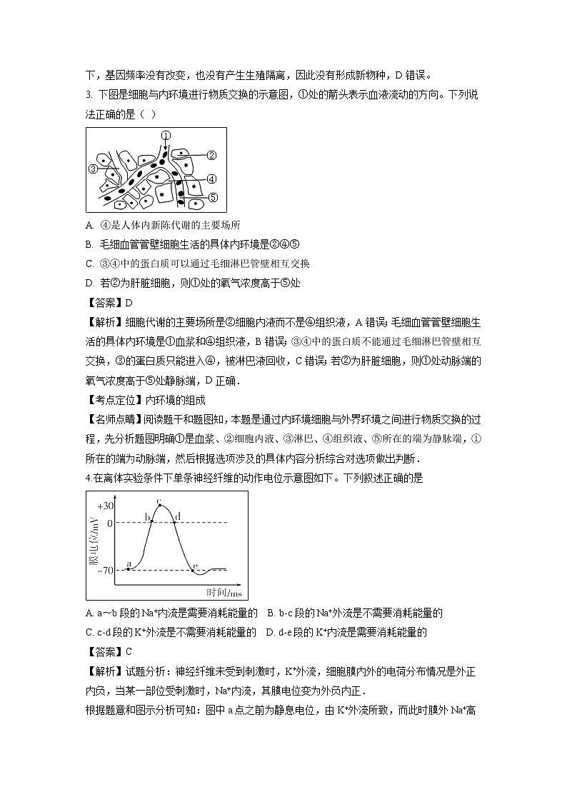 【生物】内蒙古集宁一中2018-2019学年高二上学期第一次阶段测试试题（解析版）02