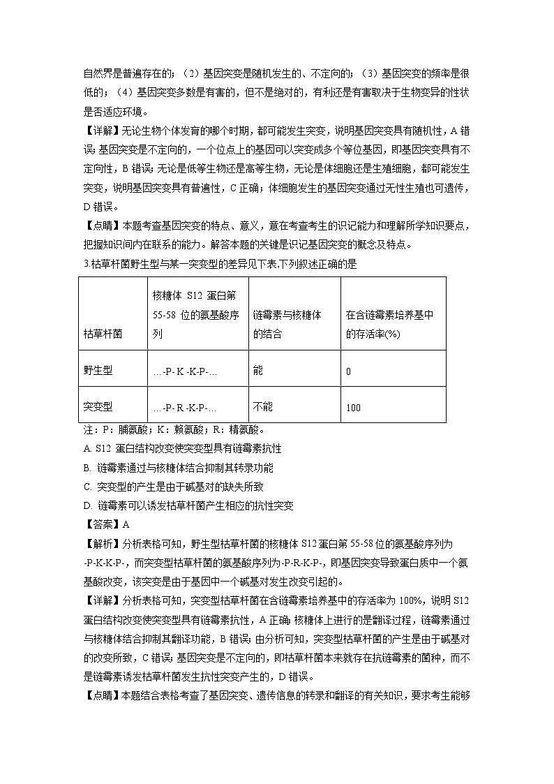【生物】四川省绵阳南山中学2018-2019学年高二上学期9月月考试题（解析版）第2页