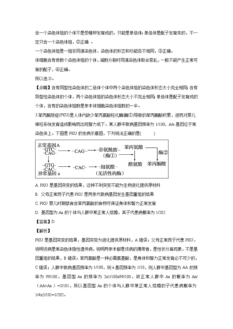 【生物】四川省绵阳南山中学2018-2019学年高二上学期12月月考试题（解析版）02