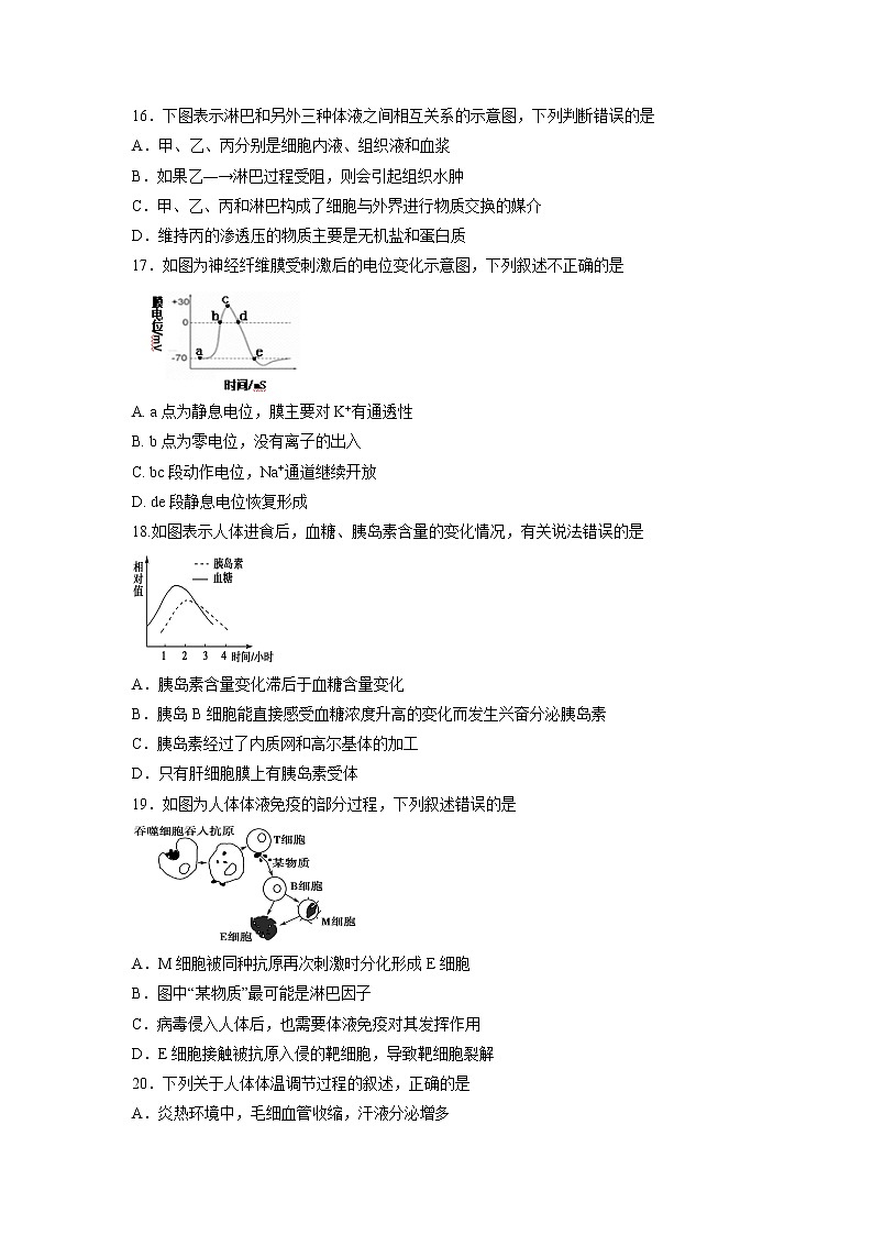 【生物】山东省青岛市西海岸新区胶南第一高级中学2018-2019学年高二上学期第一次月考试题03