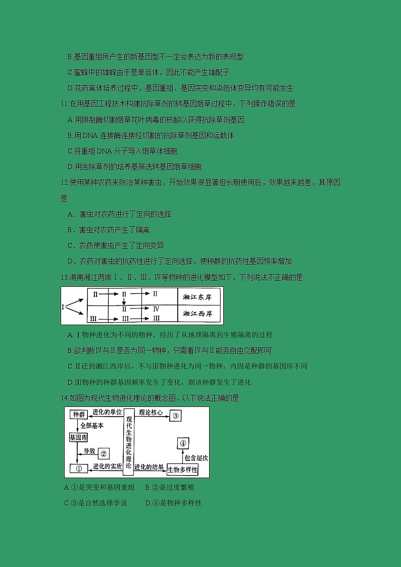 【生物】四川省三台中学实验学校2018-2019学年高二上学期半期适应性考试试题第3页