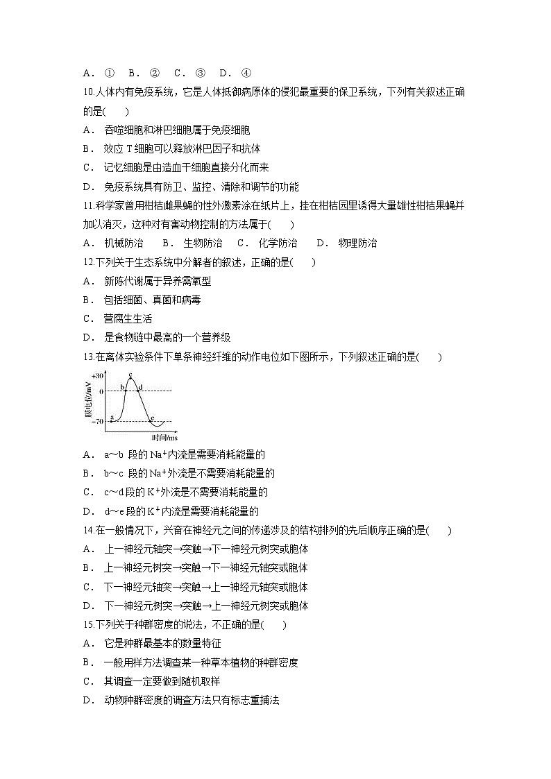 【生物】云南省玉溪市元江县民族中学2018-2019学年高二10月月考试题03