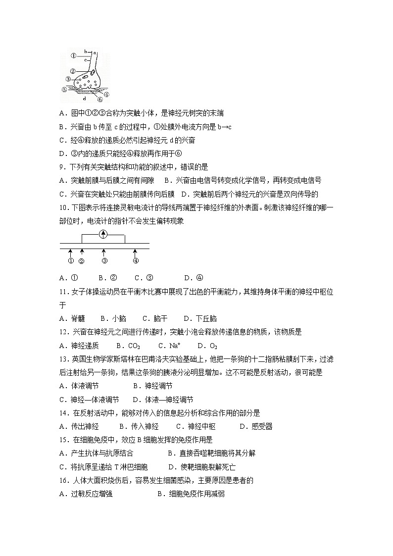 【生物】湖南省邵东县第一中学2018-2019学年高二上学期第三次月考（文）试题02