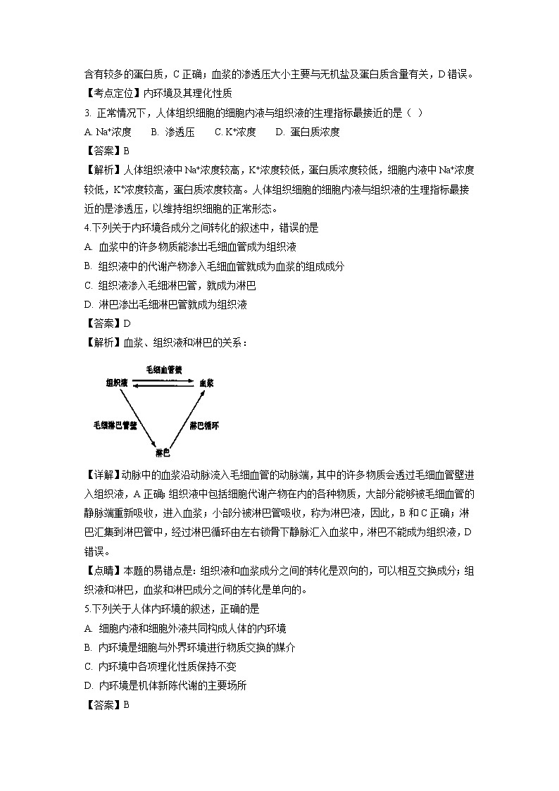 【生物】黑龙江省鹤岗市第一中学2018-2019学年高二上学期第一次月考（10月）试题（解析版）02