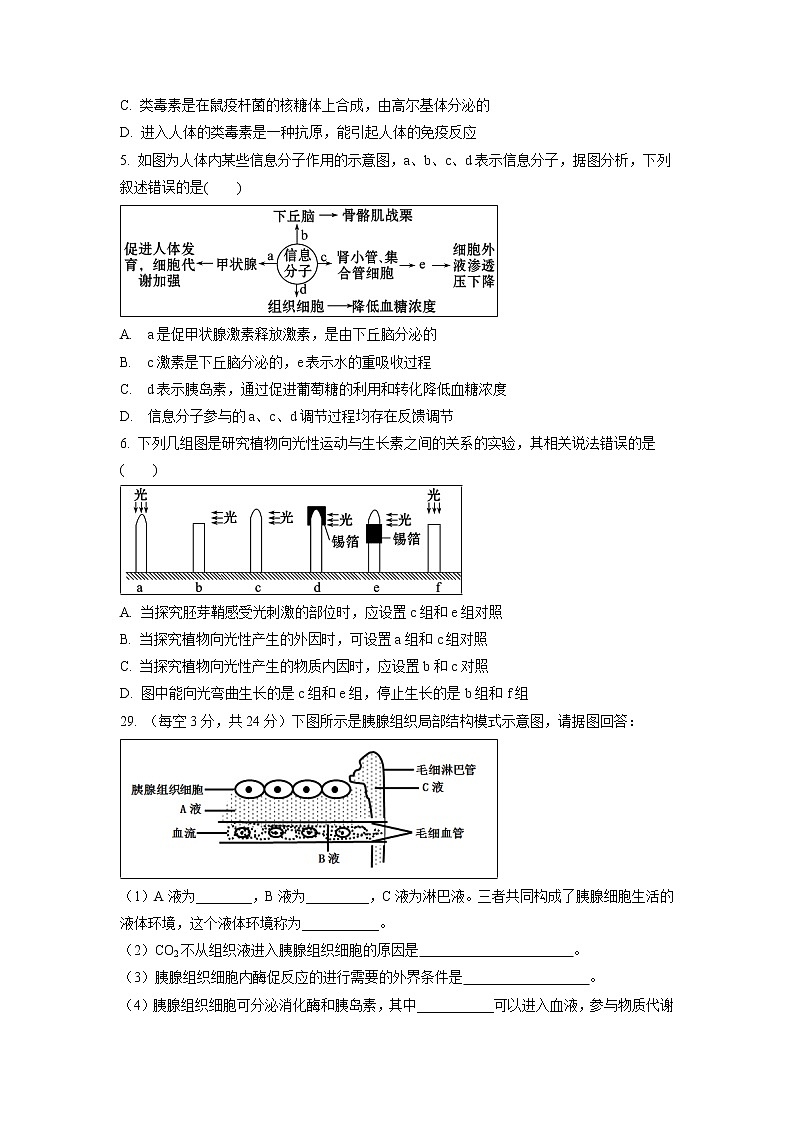 【生物】内蒙古集宁一中(西校区)2018-2019学年高二上学期第一次月考理综试题02