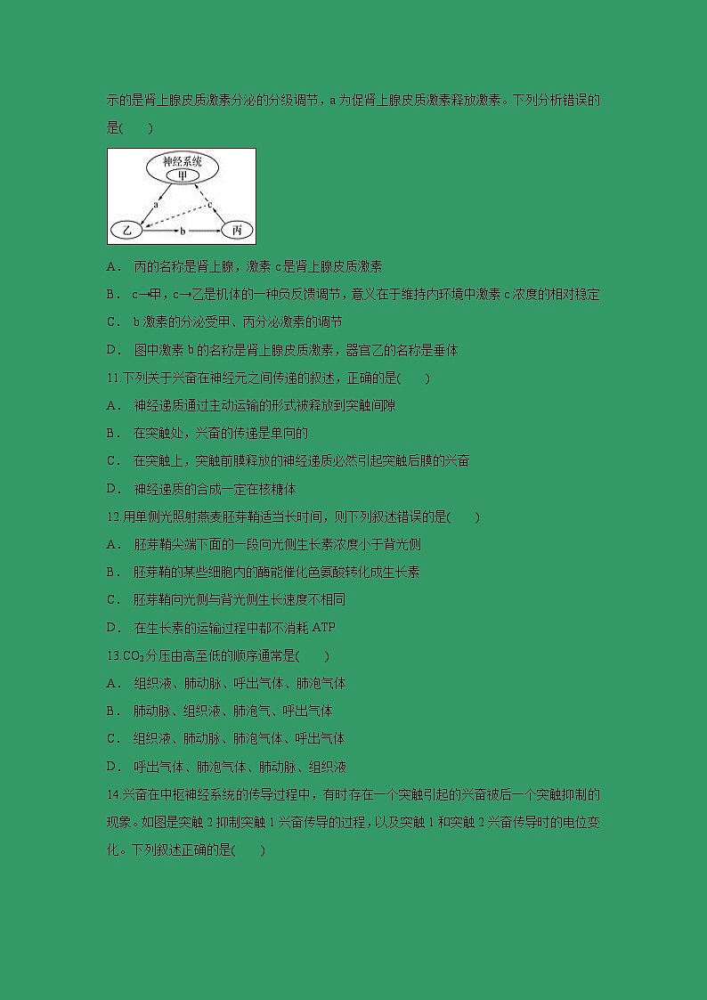 【生物】贵州省剑河县第二中学2018-2019学年高二上学期12月月考试题03