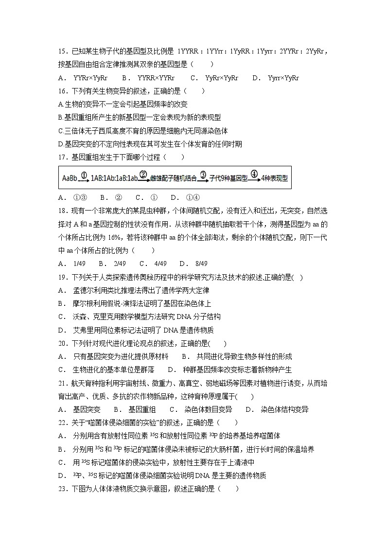 【生物】广东省惠州市惠东县惠东高级中学2018-2019学年高二10月月考试题第3页