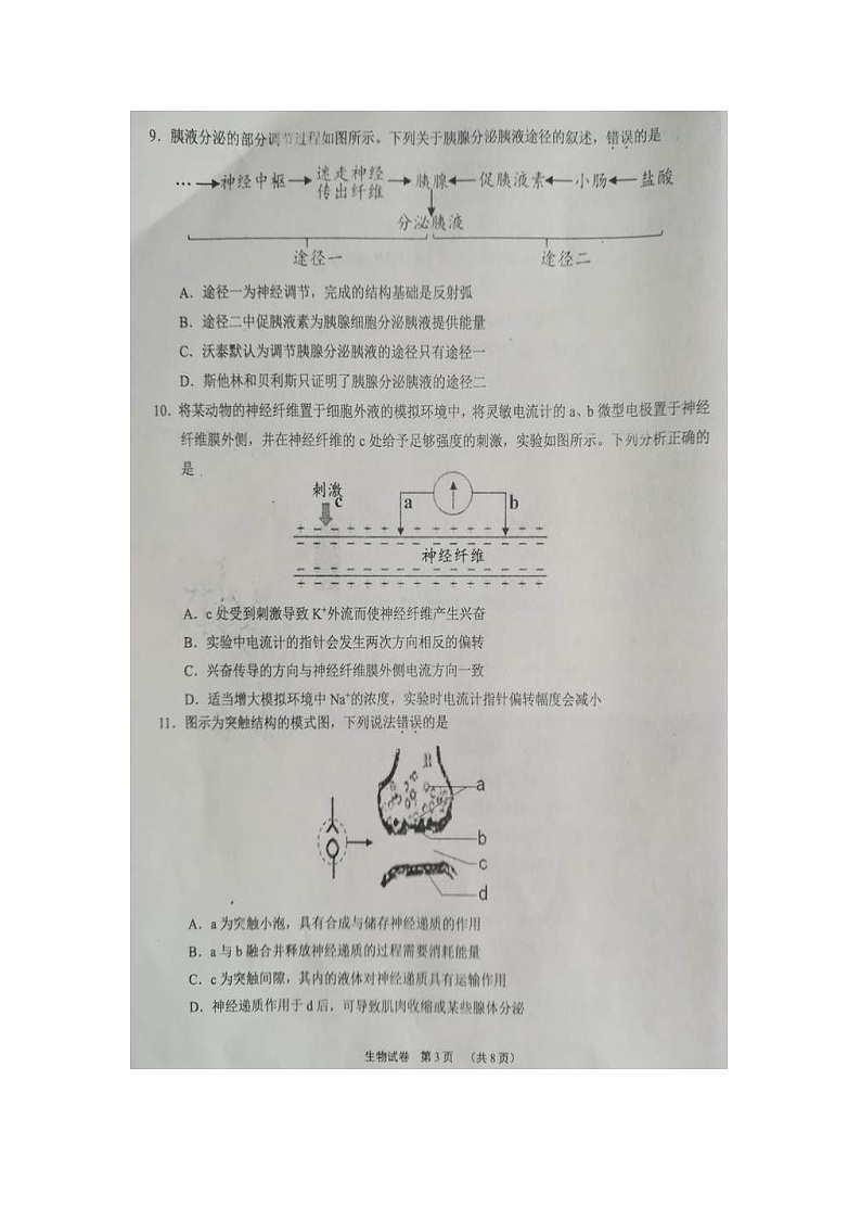 【生物】河南省八市学评2018-2019学年高二12月测评试题03