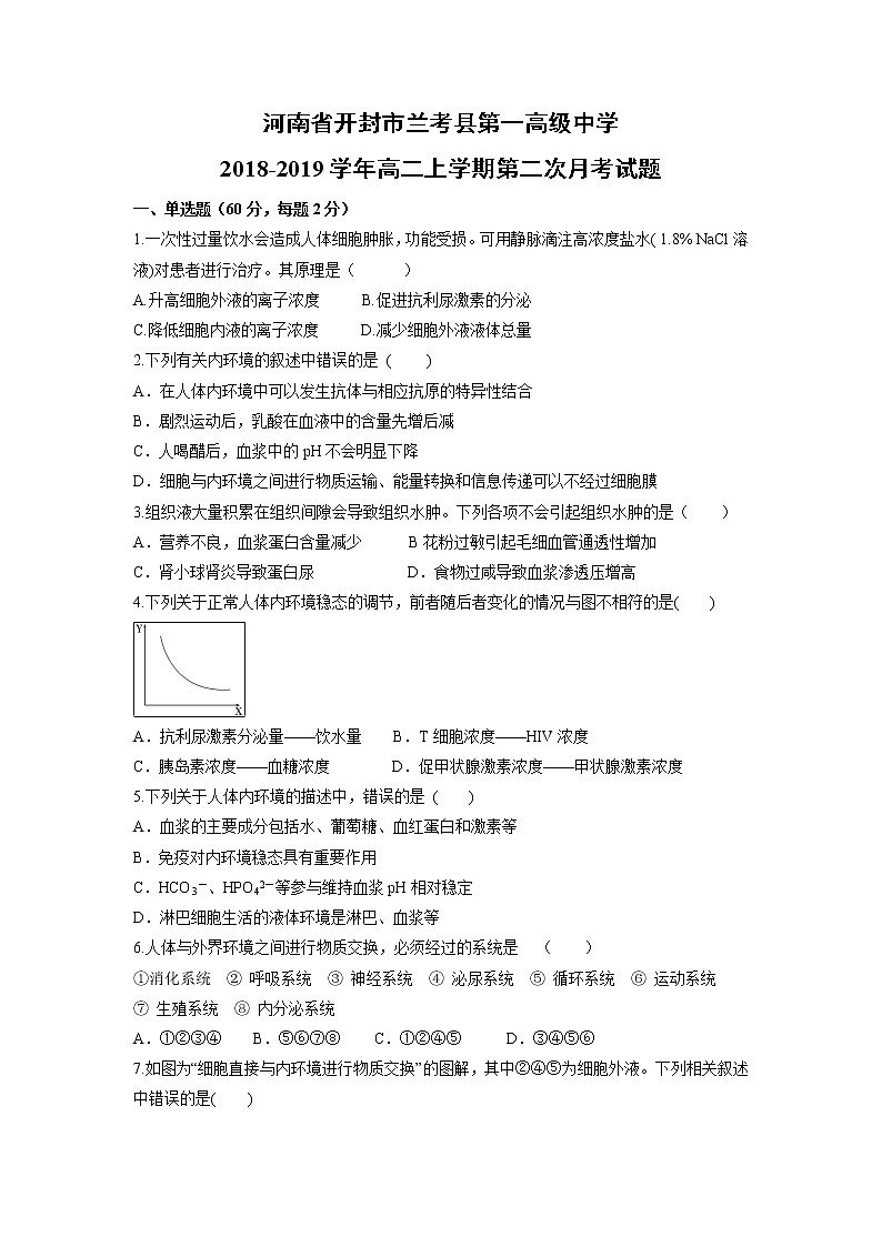 【生物】河南省开封市兰考县第一高级中学2018-2019学年高二上学期第二次月考试题01