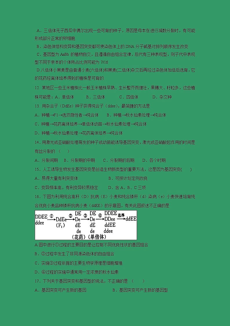 【生物】河北省武邑中学2018-2019学年高二12月月考试题03