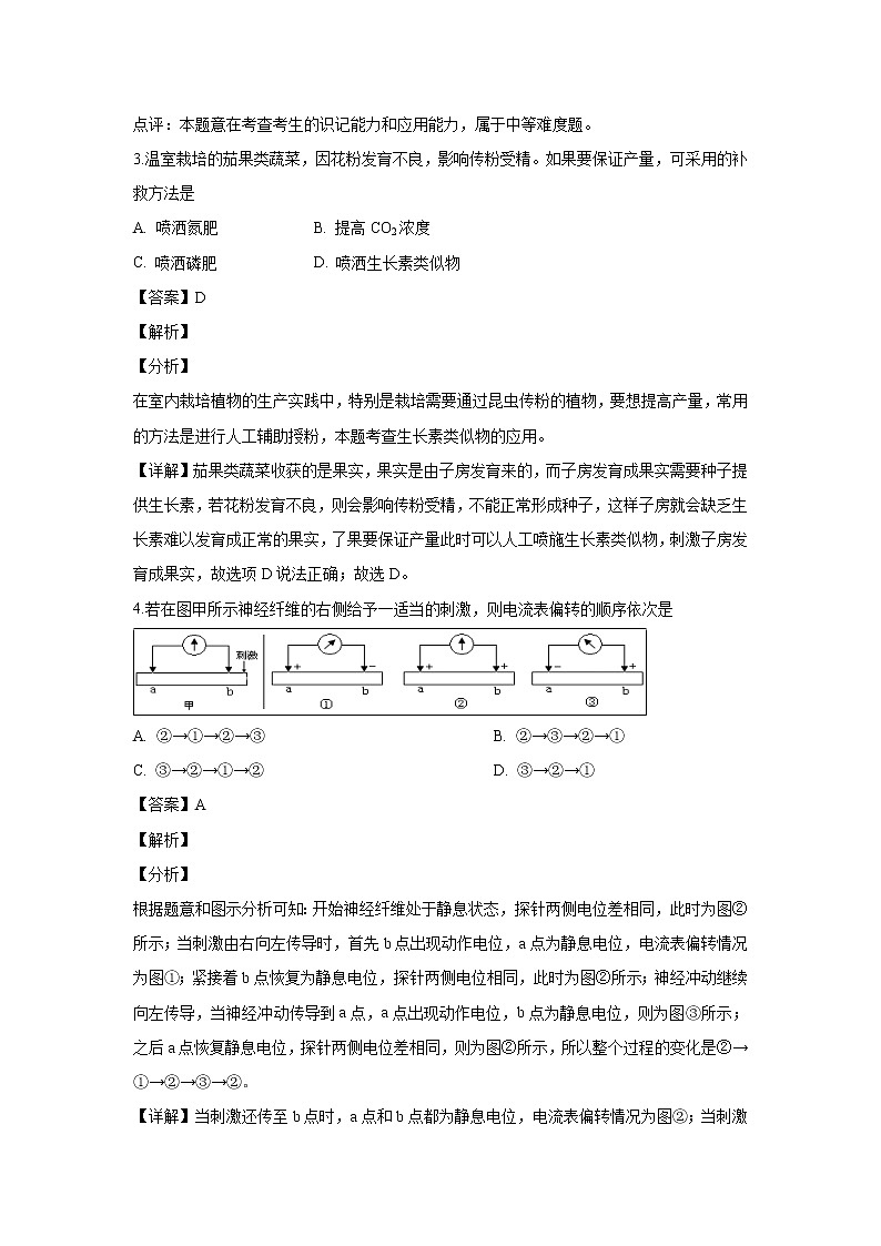 【生物】黑龙江省哈尔滨师范大学附属中学2018-2019学年高二下学期开学考试试题 （解析版）02