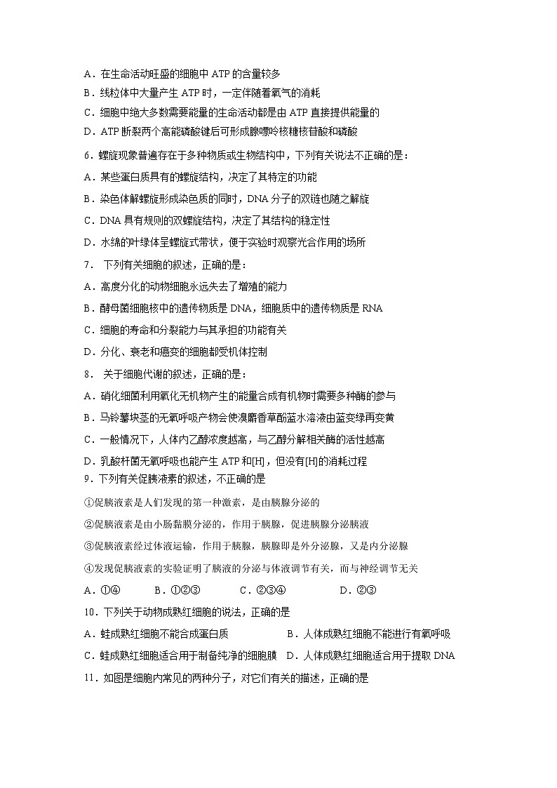 【生物】内蒙古鄂尔多斯市第一中学2018-2019学年高二下学期开学考试试题第2页