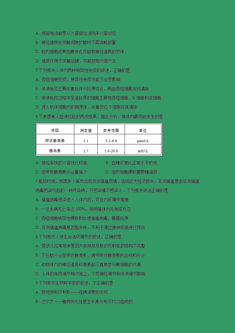 【生物】四川省三台中学实验学校2018-2019学年高二下学期入学考试试题第2页