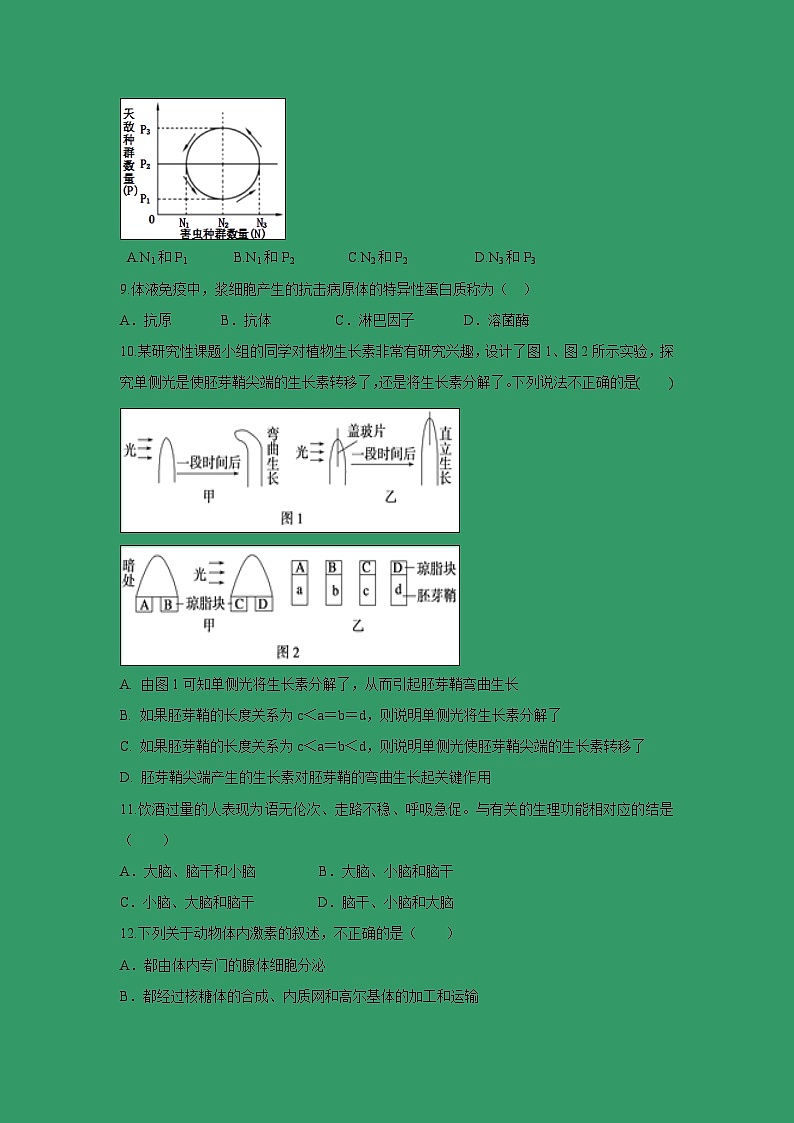 【生物】安徽省天长市第二中学2018-2019学年高二上学期第二次质量检测试题第3页