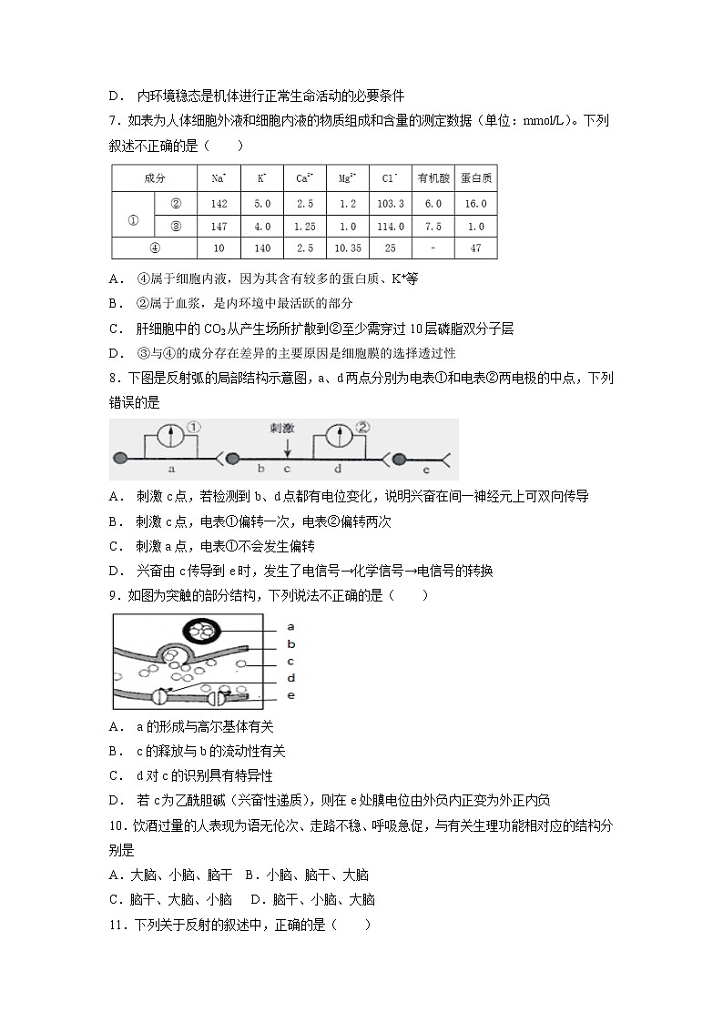 【生物】福建省华安一中等五校2018-2019学年高二上学期第二次联考试题02