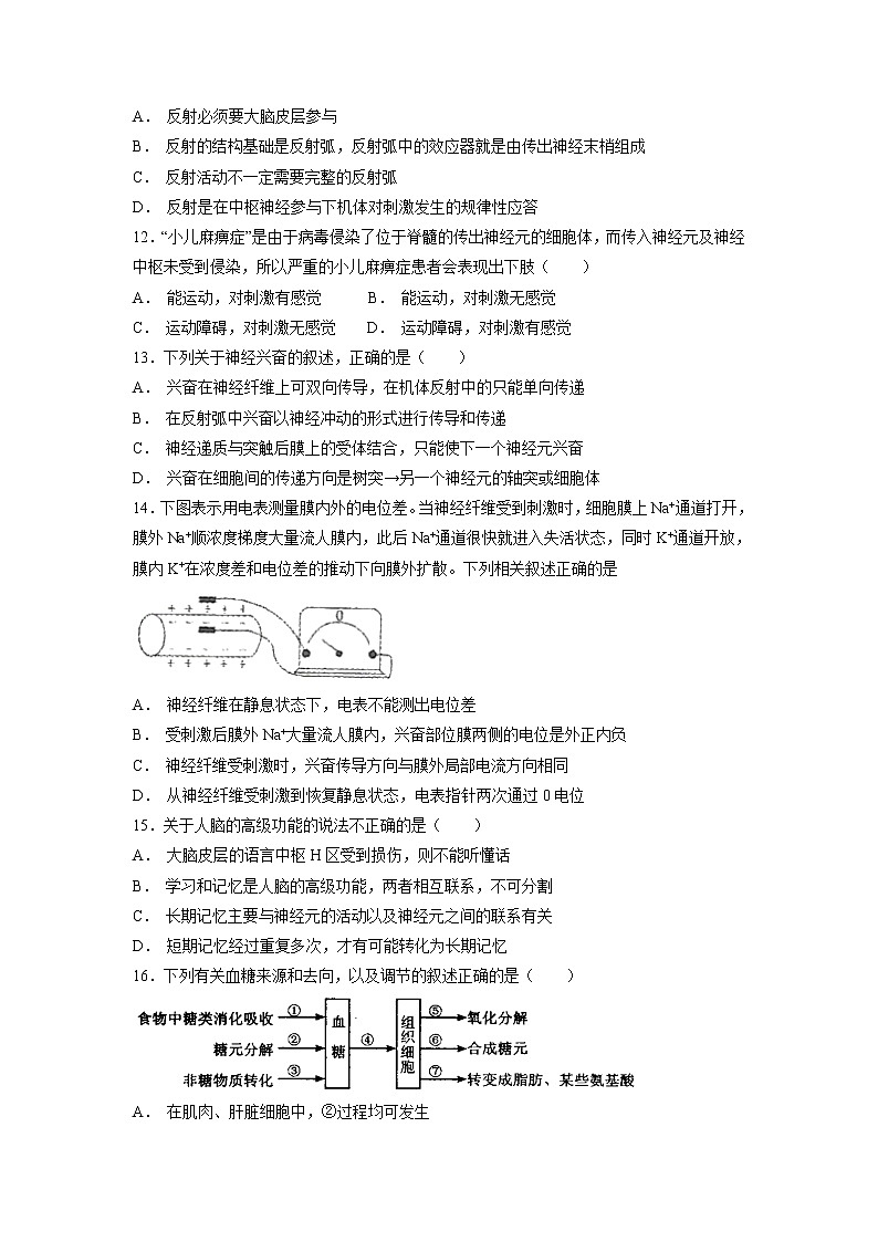 【生物】福建省华安一中等五校2018-2019学年高二上学期第二次联考试题03