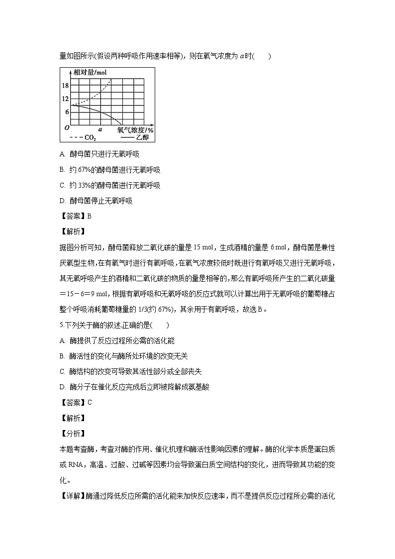 【生物】福建省三明市第一中学2018-2019学年高二上学期第二次月考试题 （解析版）03
