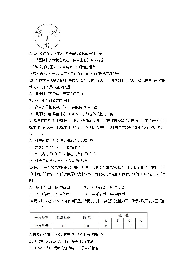 【生物】福建省漳平市第一中学2018-2019学年高二上学期第二次月考试题03