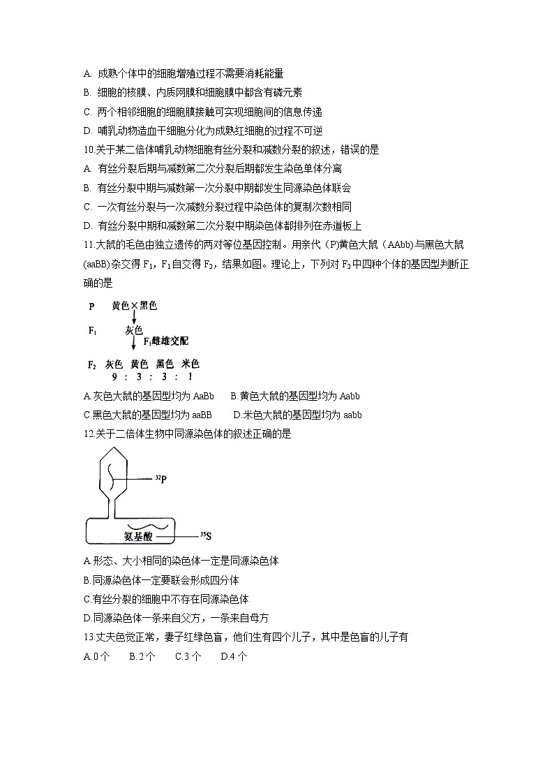 【生物】福建省永春县第一中学2018-2019学年高二9月月考试题03