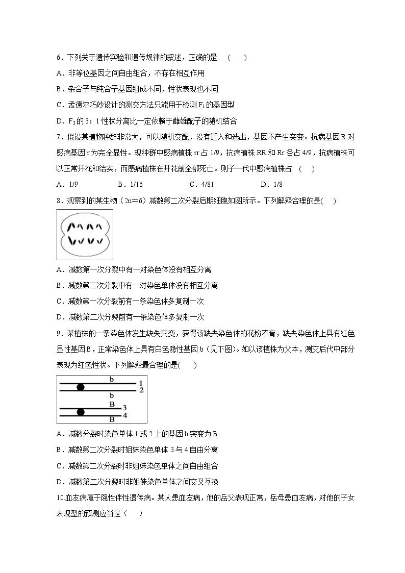 【生物】安徽省白泽湖中学2018-2019学年高二上学期第三次月考试卷02