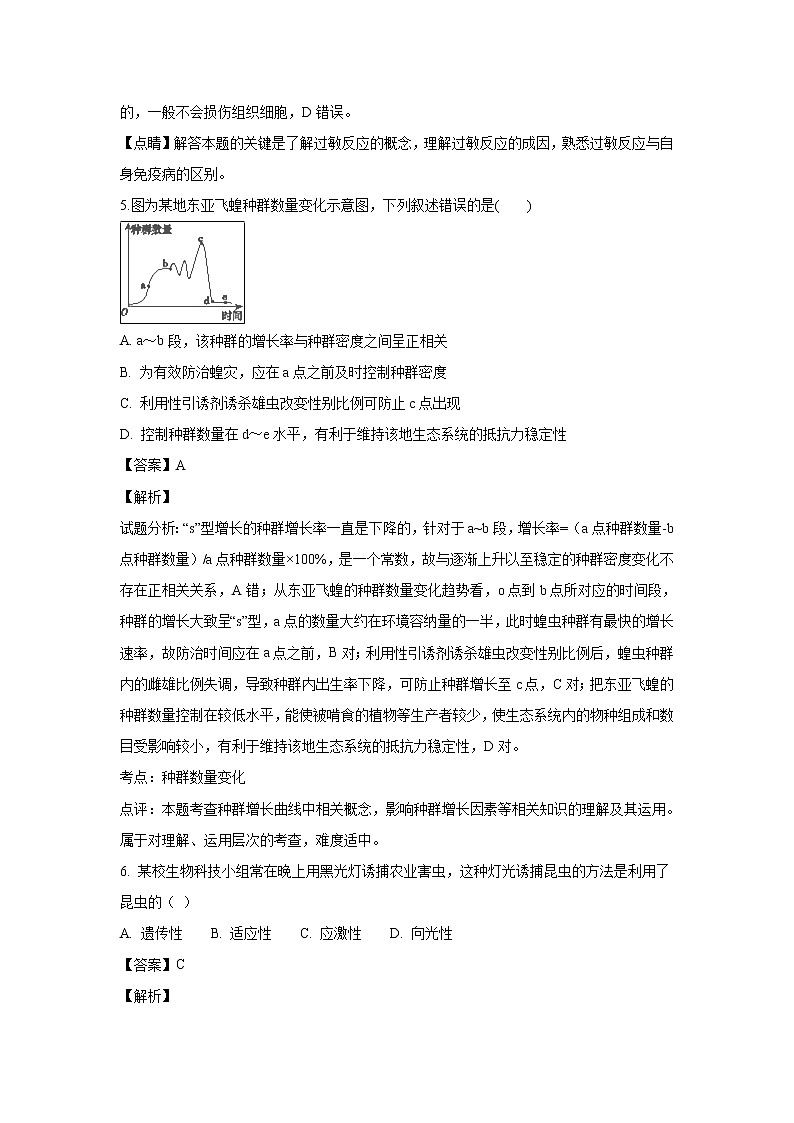 【生物】安徽省凤阳县第二中学2018-2019学年高二上学期12月考试试题（解析版）第3页