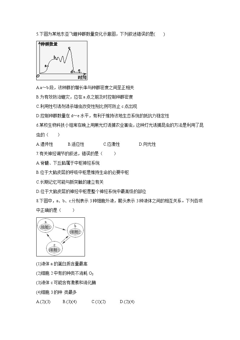【生物】安徽省凤阳县第二中学2018-2019学年高二上学期12月测试试题第2页