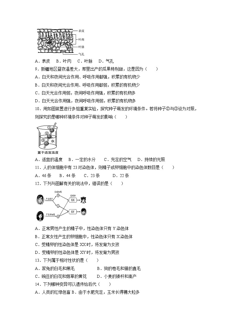 【生物】天津市南开区南大奥宇培训学校2018-2019学年高二上学期开学考试试题02